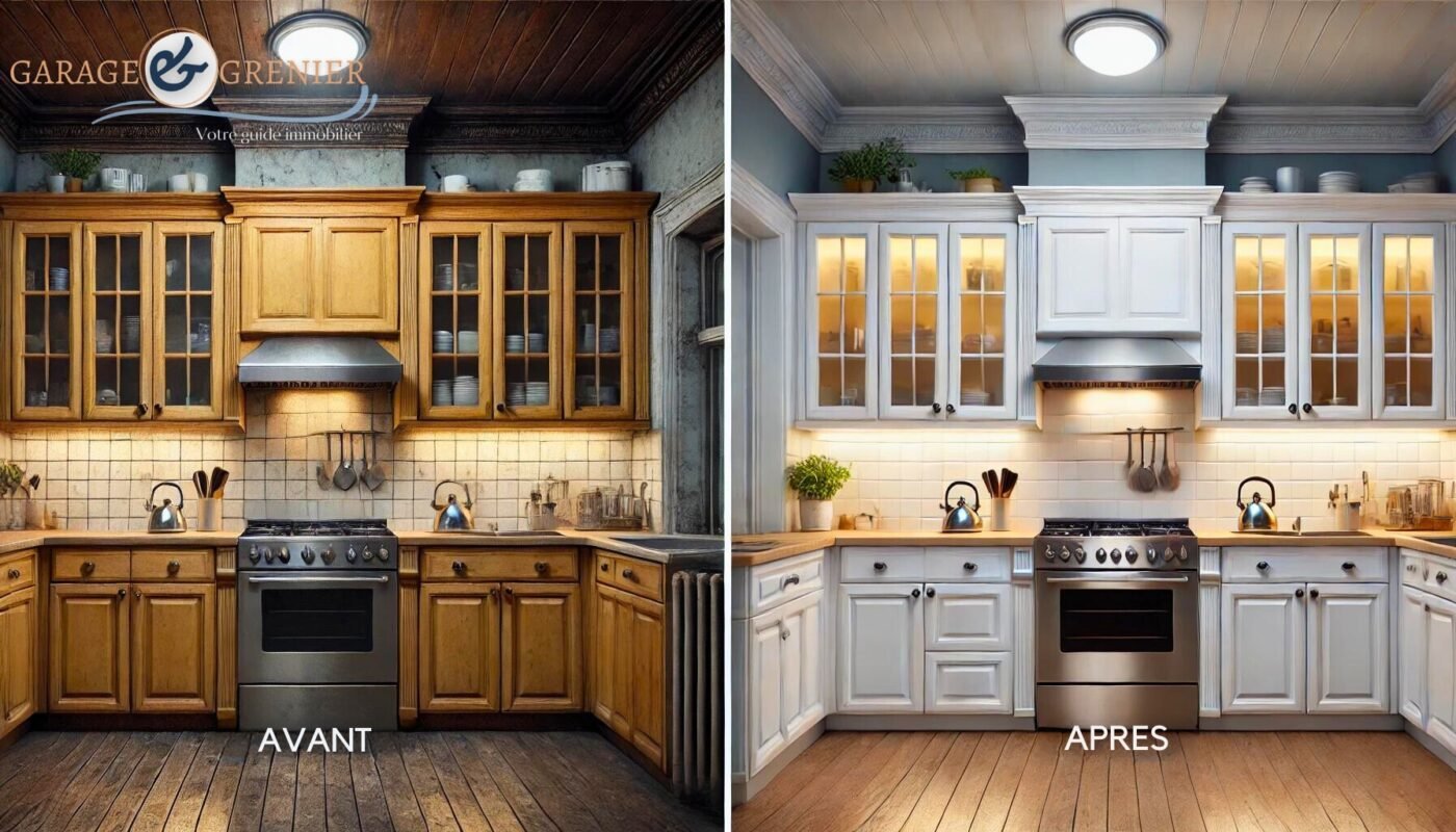 Avant/après projet cuisine pour une vente immobilière